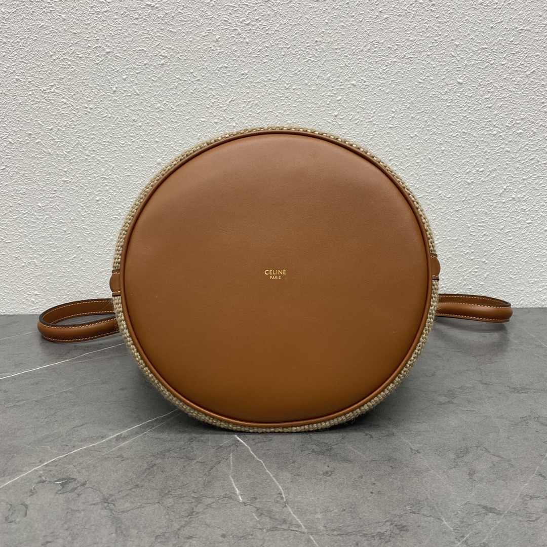 Celine Bucket 16 Smooth Calfskin Canvas Handbag Shoulder Bag Tan/Coffee 195573